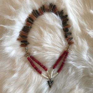 🖤Arrowhead coral,quartz ,&unikite stone necklace